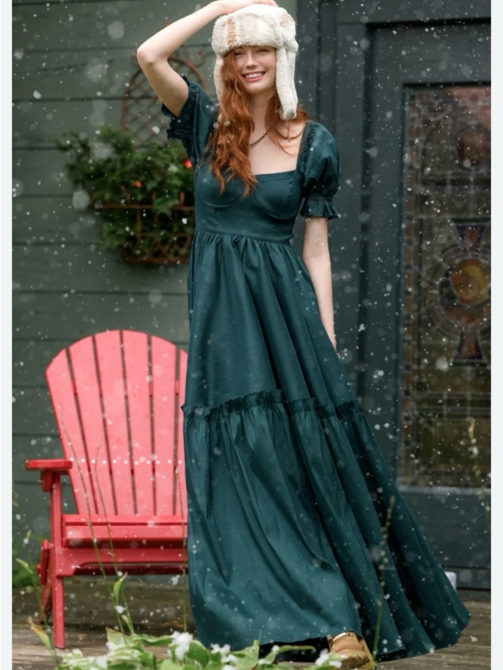 Altar'd State Emerald Puff-Sleeve Maxi Dress - Picture 3 of 3